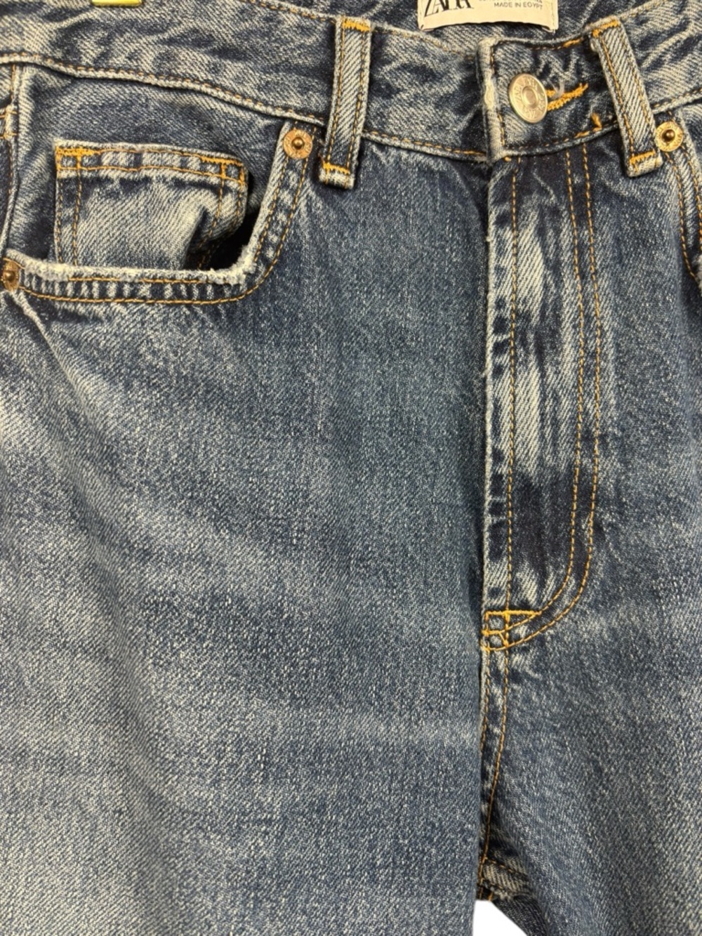 Zara High Waist Straight Leg Jean Medium Wash Denim Size 4 - Picture 4 of 7
